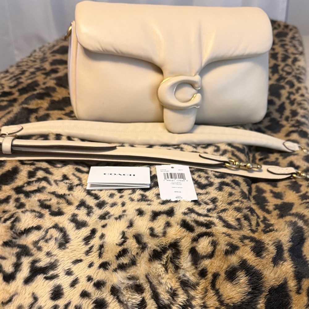 Coach Pillow Tabby Ivory Shoulder Bag with Gold Accents